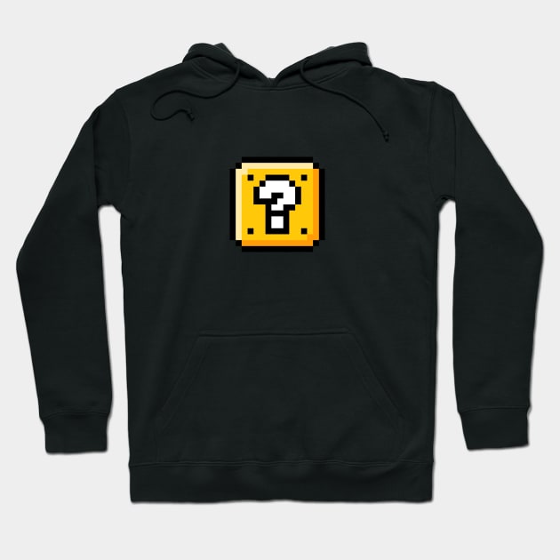 Retro Pixel Art Surprise Block 1980s Gaming Hoodie by RetroGeek